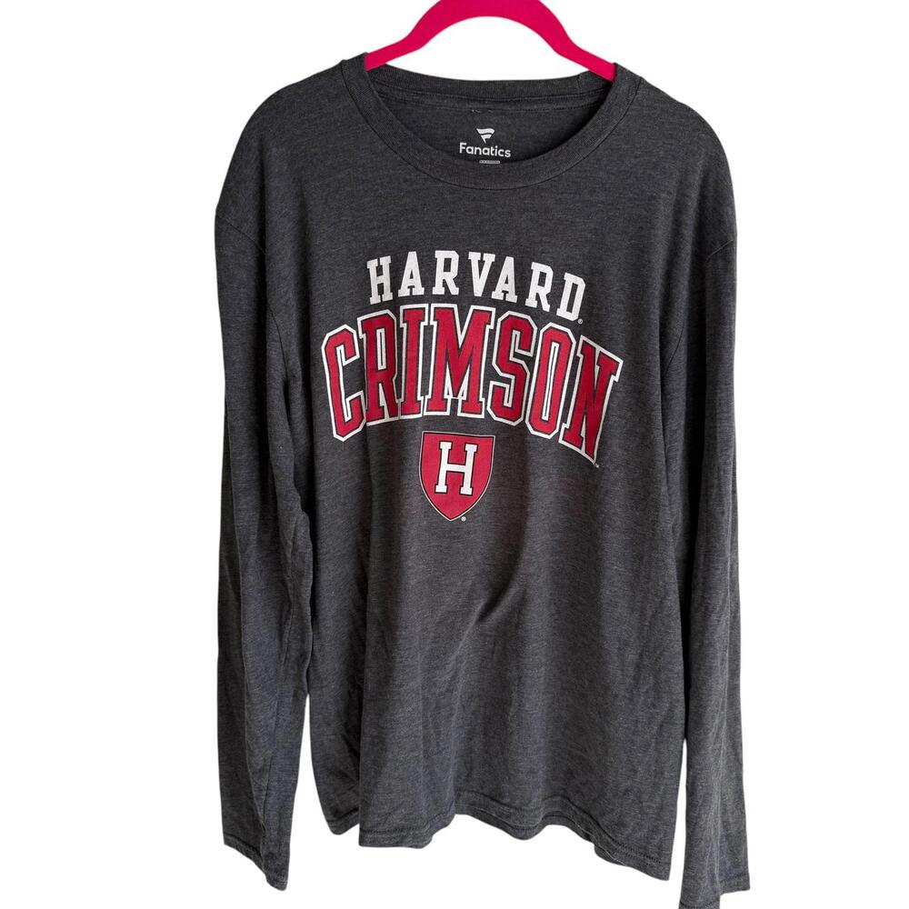FANATICS Charcoal Harvard Crimson Square Up Long Sleeve Mens Top, M